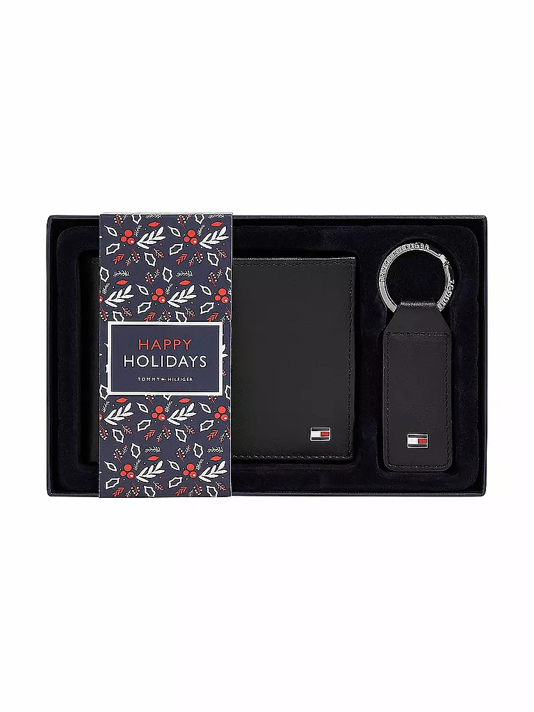 TOMMY HILFIGER | Geschenkset Geldbörse und Schlüsselanhänger | schwarz