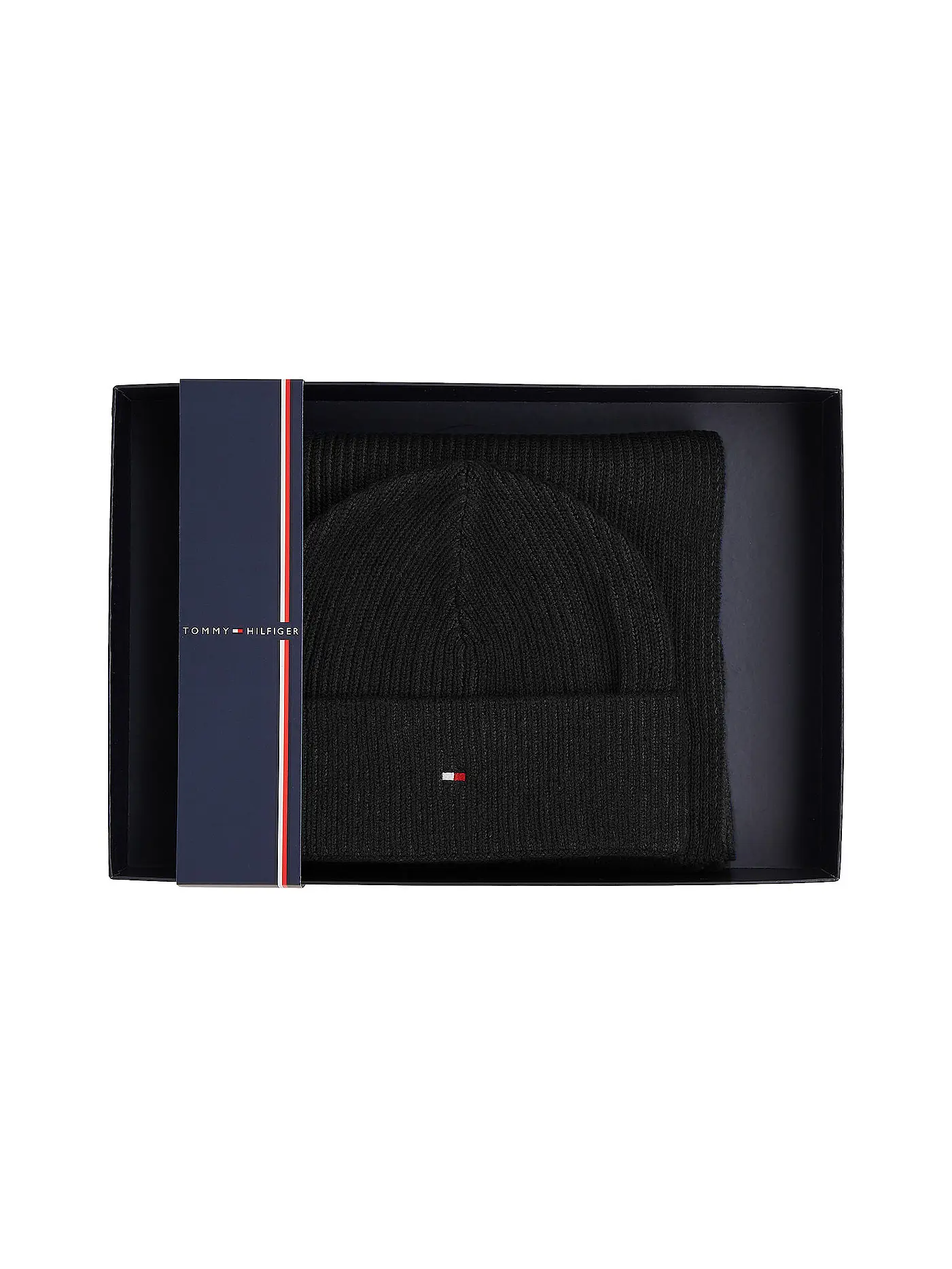 TOMMY HILFIGER | Geschenkset Mütze und Schal | schwarz