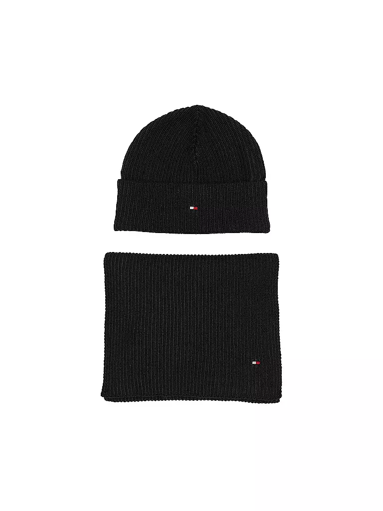 TOMMY HILFIGER | Geschenkset Mütze und Schal | Schwarz