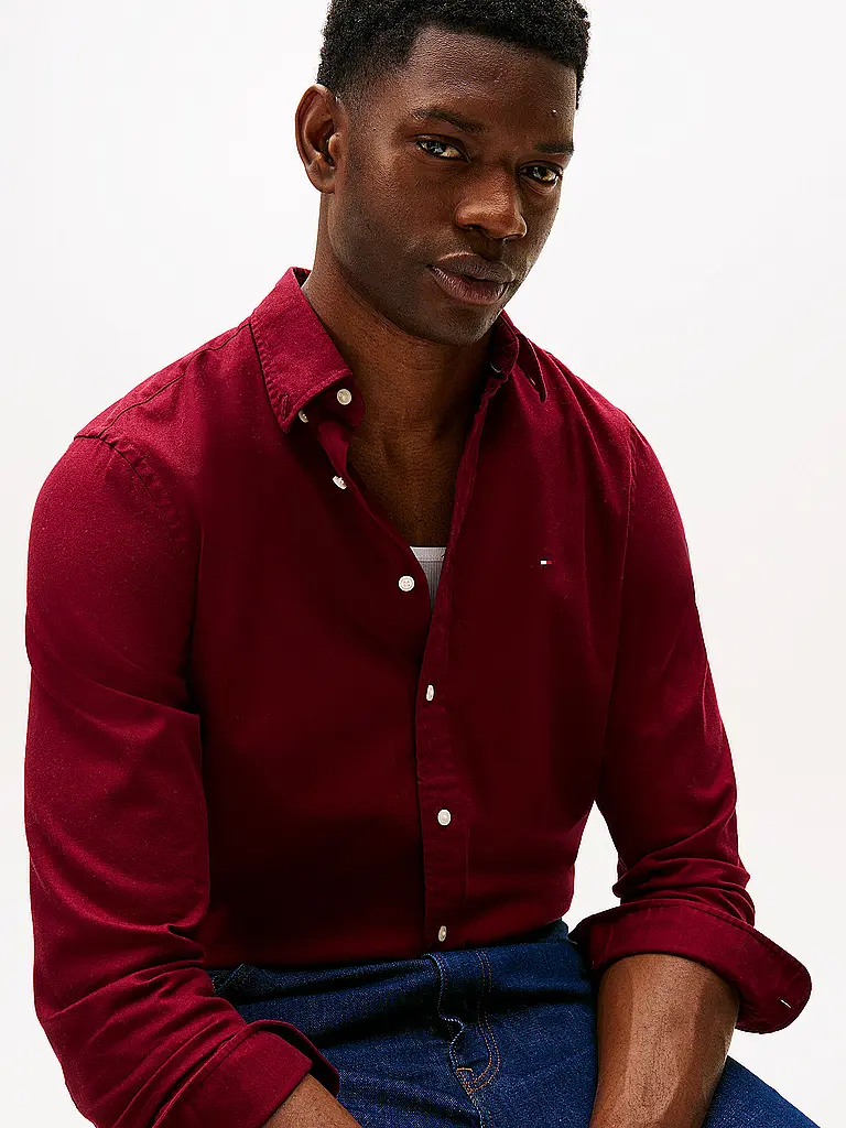 TOMMY HILFIGER | Hemd Regular Fit  | Dunkelrot