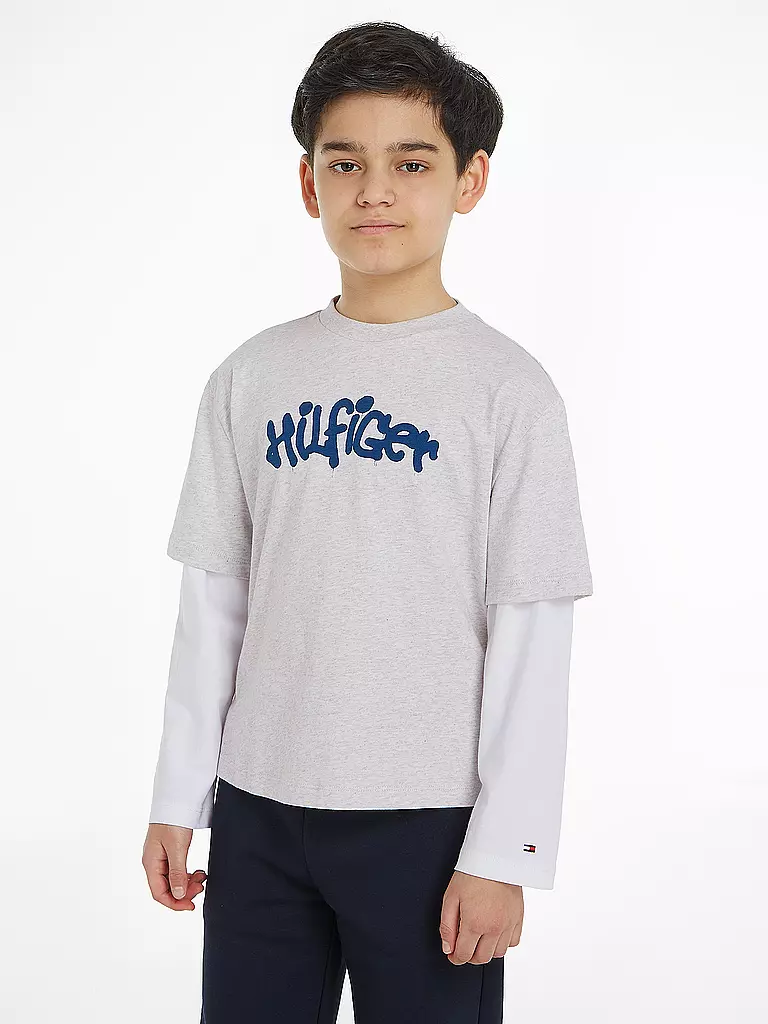 TOMMY HILFIGER | Jungen Langarmshirt | hellgrau