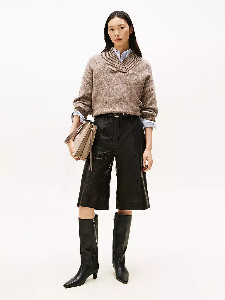 TOMMY HILFIGER | Lederhose | schwarz