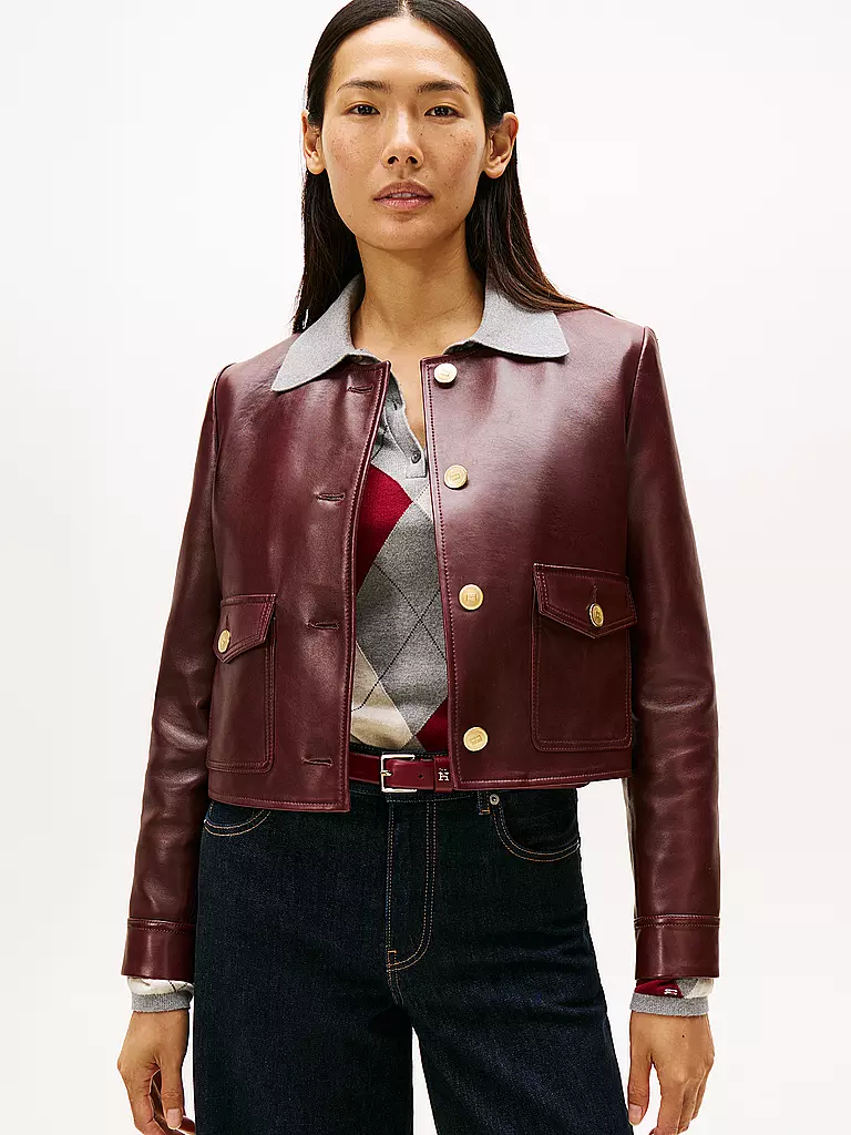 TOMMY HILFIGER | Lederjacke | dunkelrot