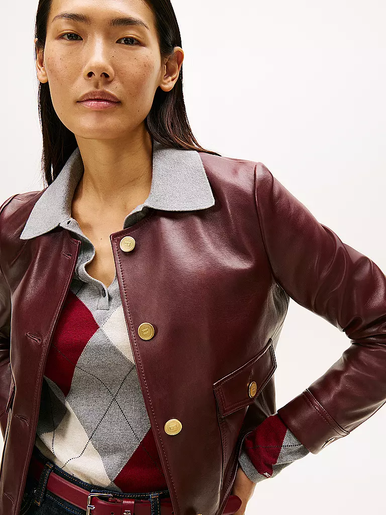 TOMMY HILFIGER | Lederjacke | dunkelrot