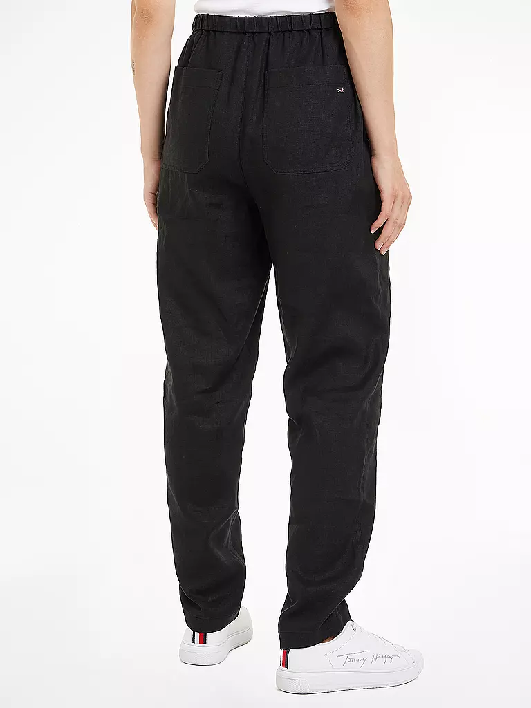 TOMMY HILFIGER | Leinenhose Jogging Fit | schwarz