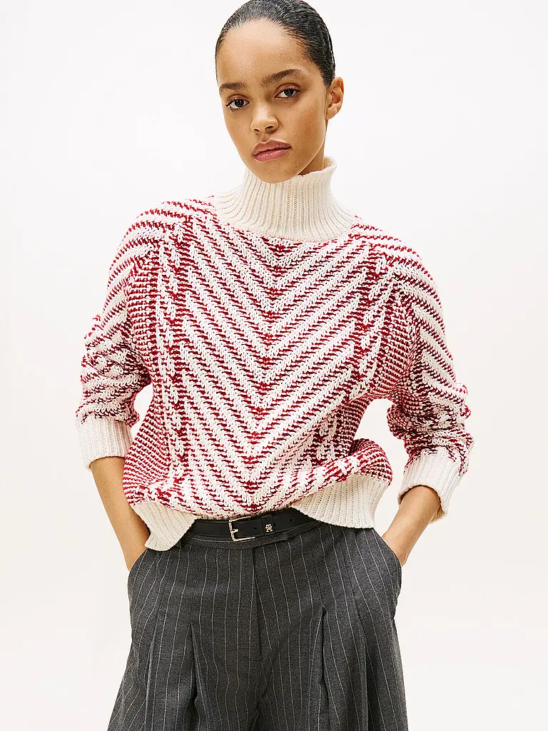 TOMMY HILFIGER | Rollkragenpullover  | rot