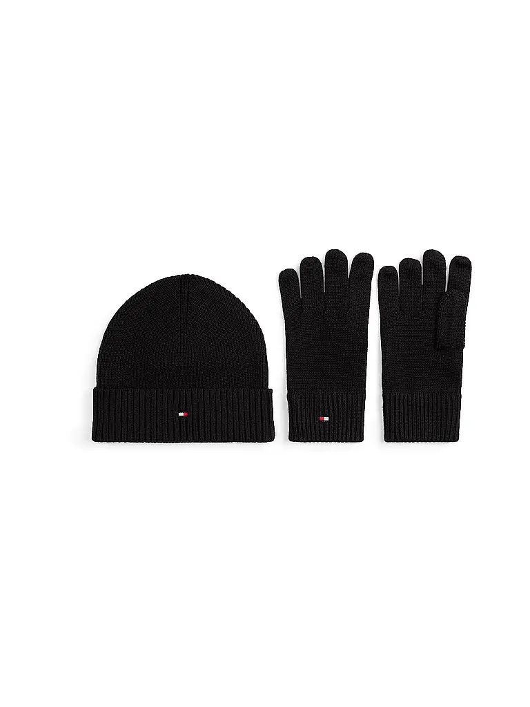 TOMMY HILFIGER | Set 2-teilig Mütze und Handschuhe | schwarz