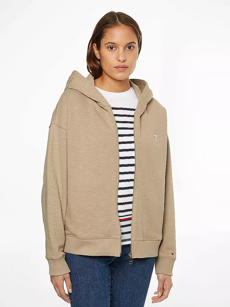 TOMMY HILFIGER | Sweatjacke Relaxed Fit  | beige