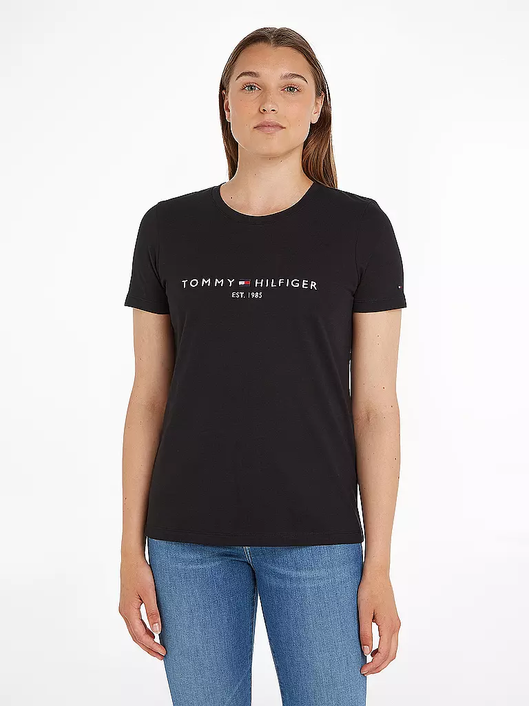 TOMMY HILFIGER | T-Shirt Regular Fit  | schwarz