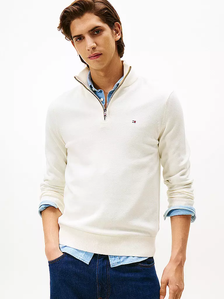 TOMMY HILFIGER | Troyer Pullover | schwarz
