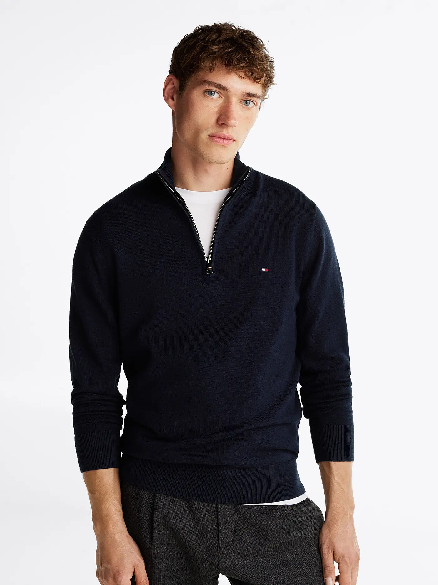 TOMMY HILFIGER | Troyer Pullover | blau