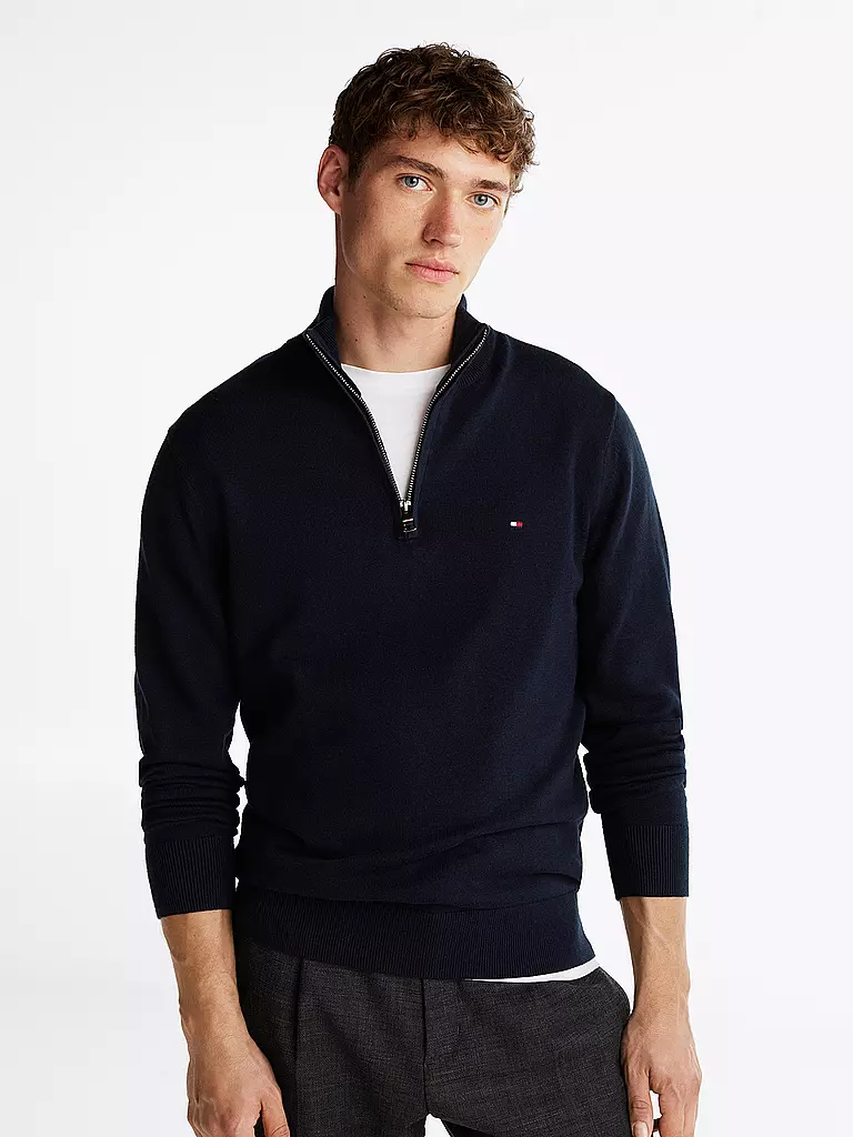TOMMY HILFIGER | Troyer Pullover | blau