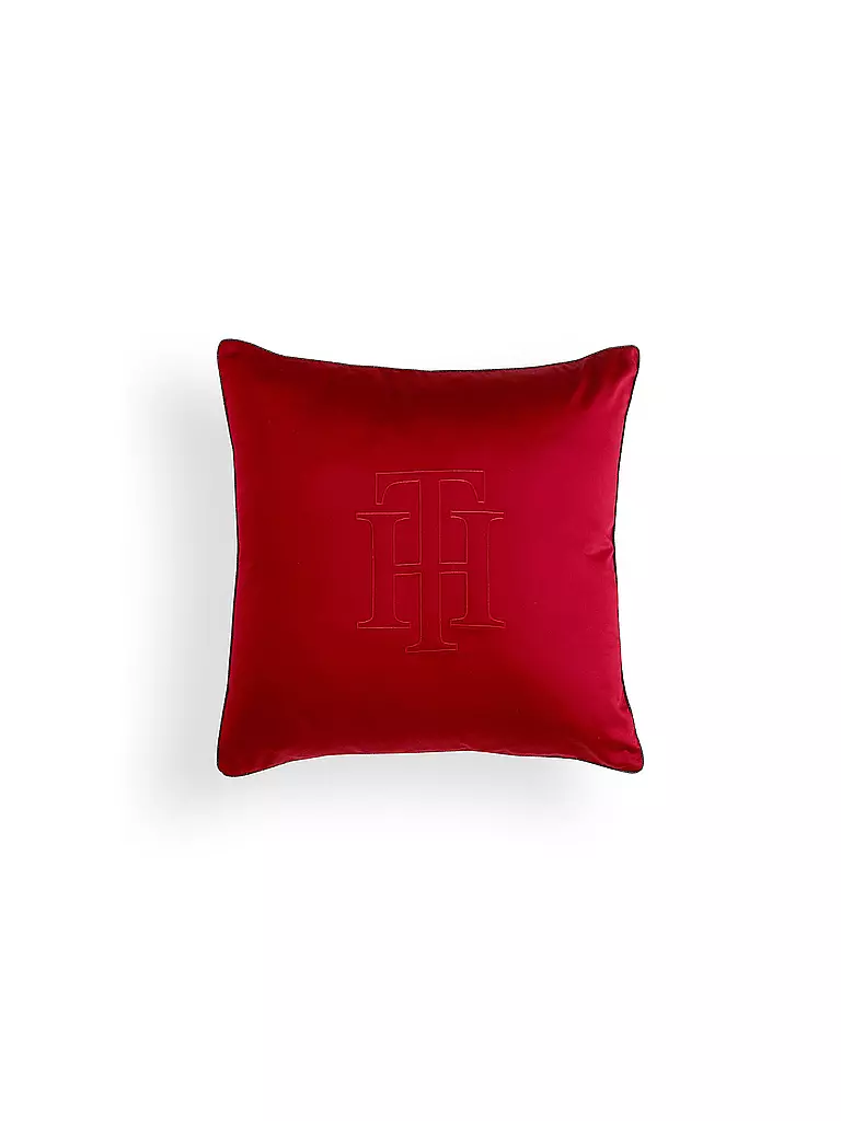 TOMMY HILFIGER | Uni Satin TH Logo Kissenhülle 50x50cm (Bordeaux) | rot