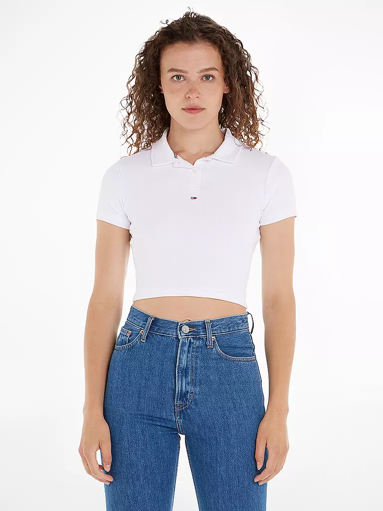 TOMMY JEANS | Poloshirt Cropped Fit | weiss