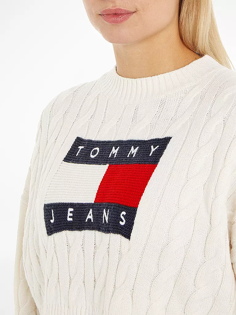TOMMY JEANS | Pullover Cropped Fit | weiss