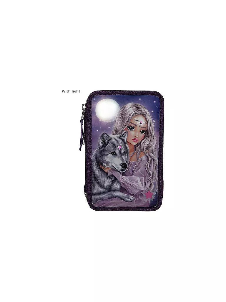 TOP MODEL | FANTASYModel 3-Fach Federtasche Wolf LED | keine Farbe