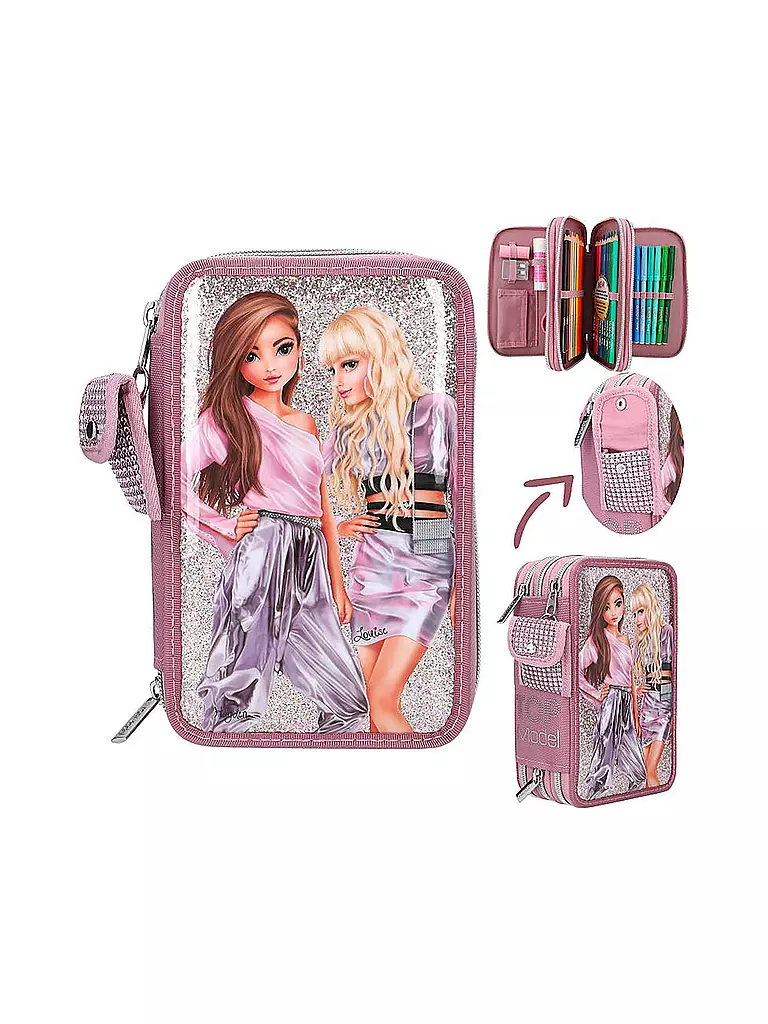 TOP MODEL | TOPModel 3-Fach Federtasche mit Glitzer Glitter Queen  | keine Farbe