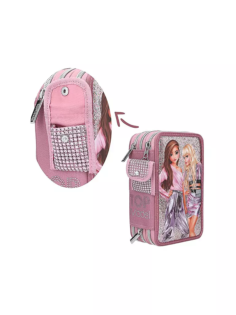 TOP MODEL | TOPModel 3-Fach Federtasche mit Glitzer Glitter Queen  | keine Farbe
