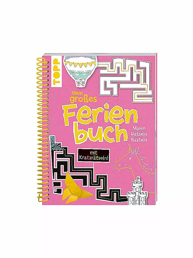 TOPP / FRECH VERLAG | Mein großes Ferienbuch mit Kratzrätseln Pink | transparent