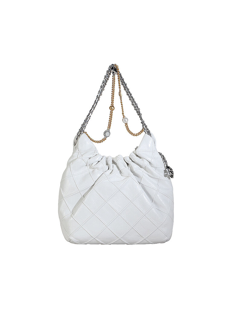 TORY BURCH Ledertasche - Hobo Bag FLEMING Mini weiss