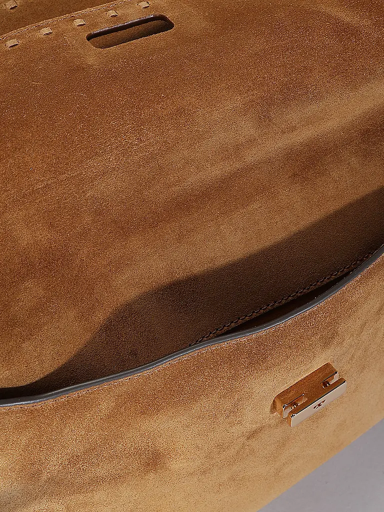 TORY BURCH | Ledertasche - Schultertasche LEE RADZIWILL Large  | Camel