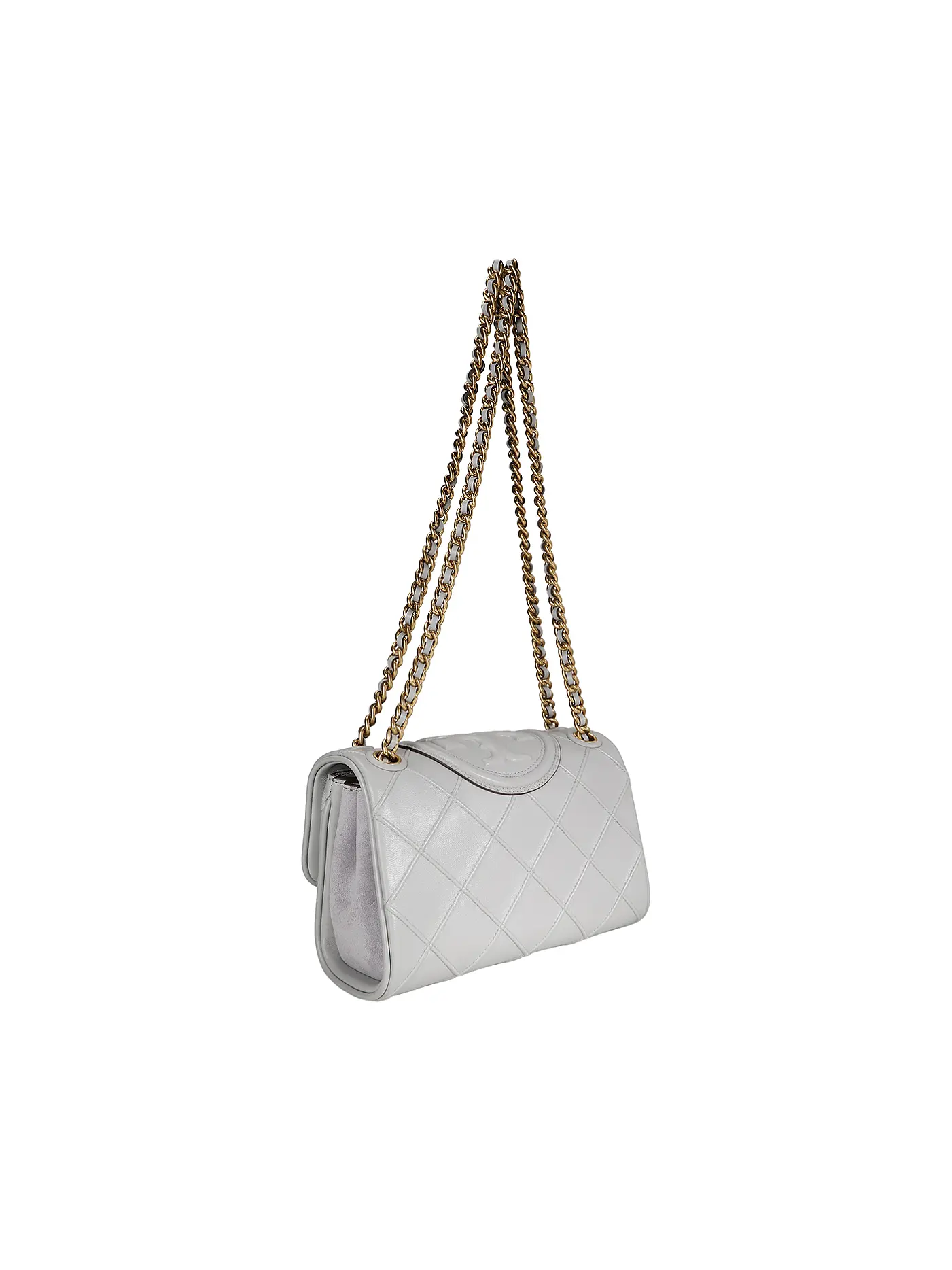 TORY BURCH | Ledertasche - Umhängetasche FLEMING SOFT small | hellgrau