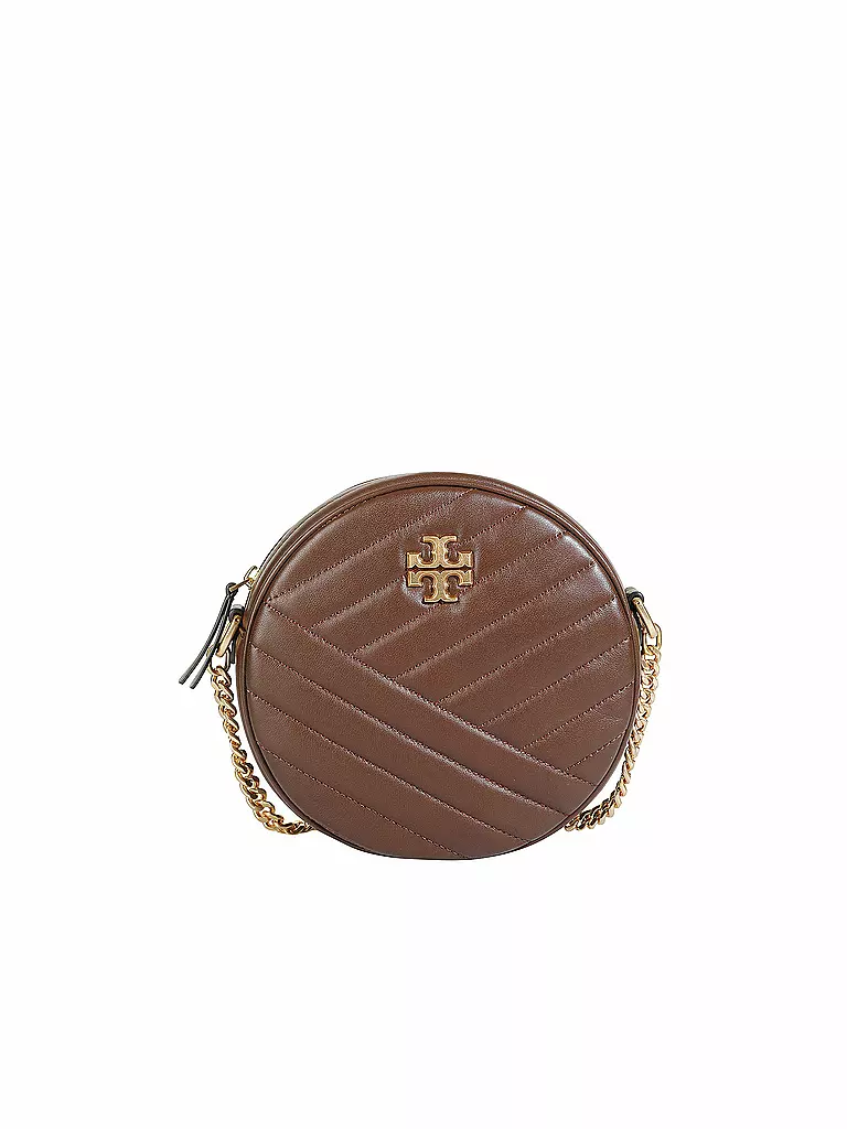 TORY BURCH | Ledertasche - Umhängetasche Kira Chevron Circle Bag | braun