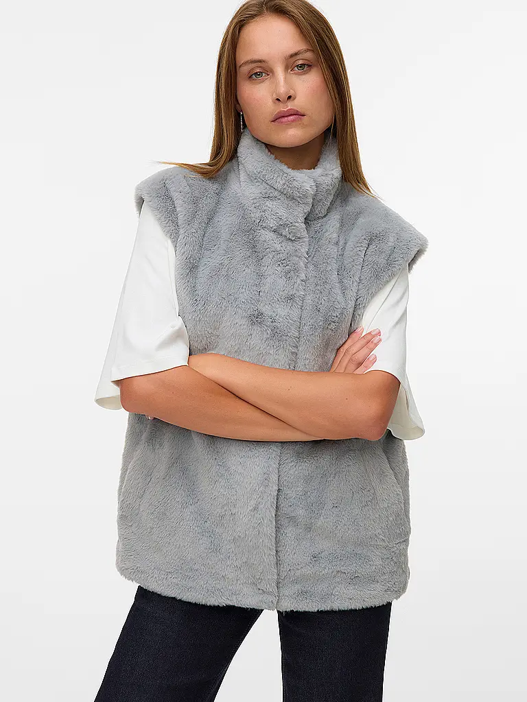 VERO MODA | Gilet in Felloptik VMSONJAPOPPY | Grau