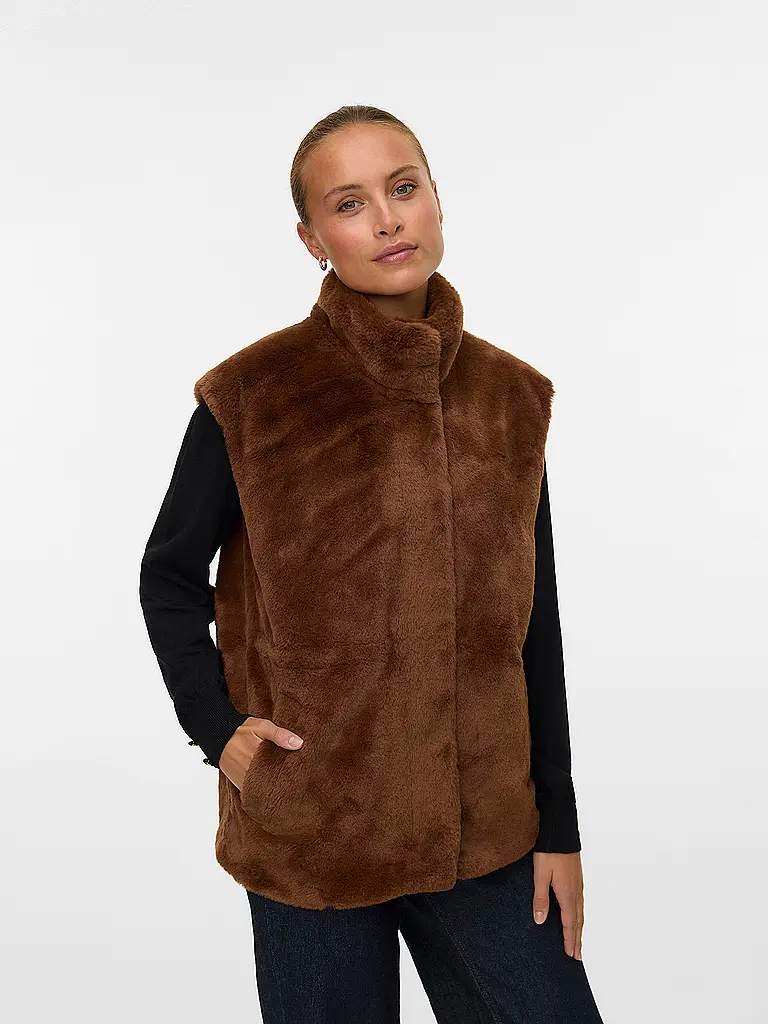 VERO MODA | Gilet in Felloptik VMSONJAPOPPY | Braun