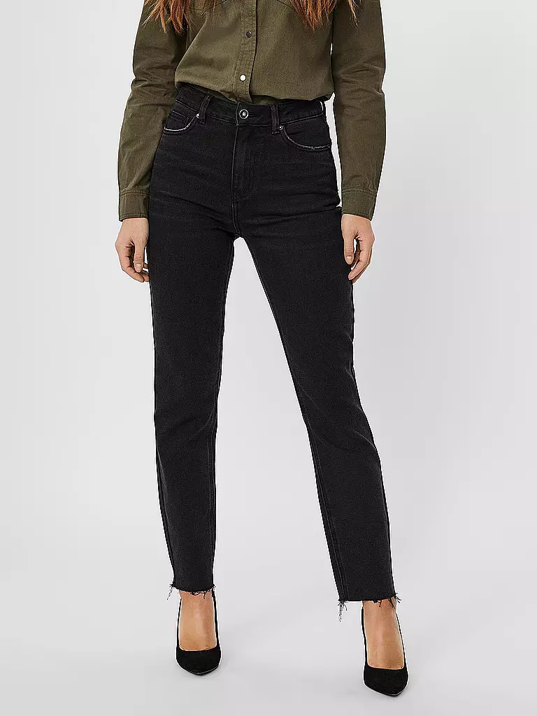 VERO MODA | Highwaist Jeans Straight Fit | schwarz