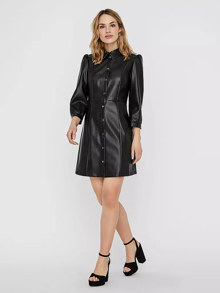 VERO MODA | Kleid in Lederoptik VMBUTTERMOLLY | schwarz