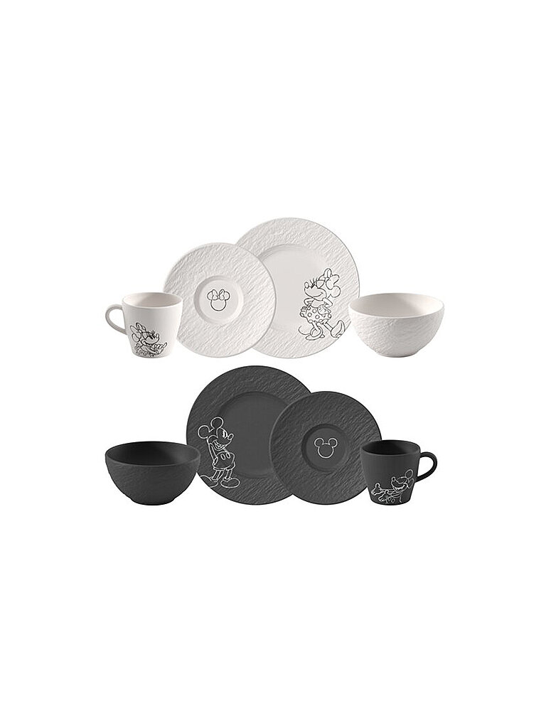 VILLEROY & BOCH Frühstücks-Set 8-tlg. MANUFACTURE-MICKEY MOUSE Weiss/Schwarz schwarz