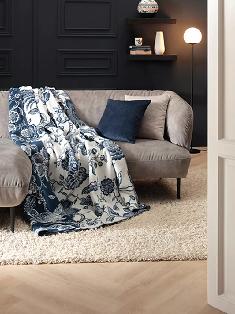 VILLEROY & BOCH | Wohndecke PARADISO 150x200cm Navy Peony | dunkelblau