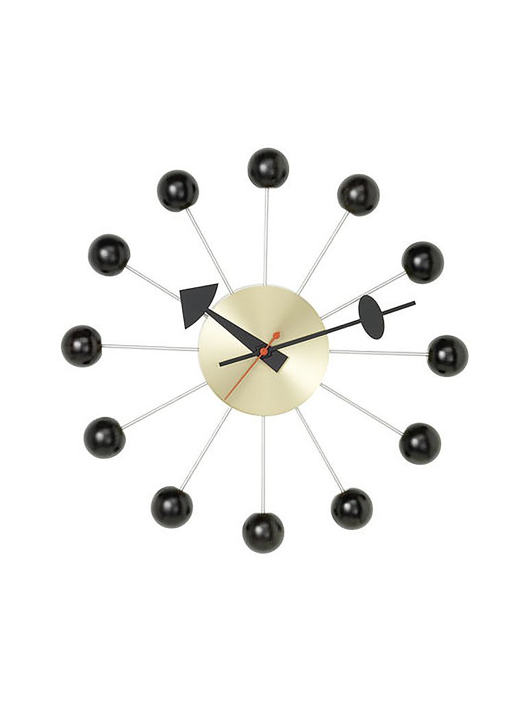 VITRA Wanduhr Ball Clock 33cm (Messing/Schwarz) schwarz