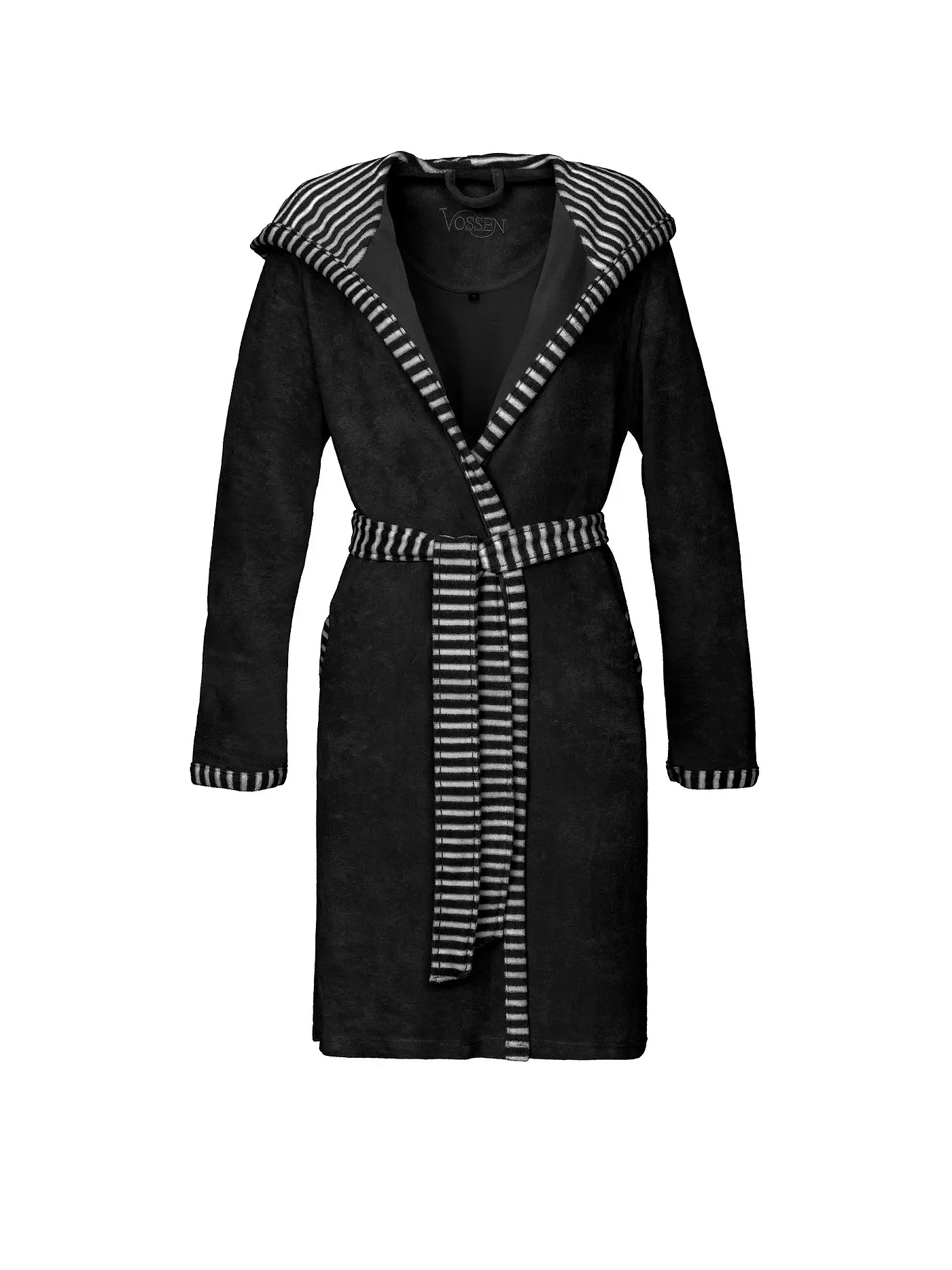 VOSSEN | Damen Bademantel JUNO Schwarz | schwarz