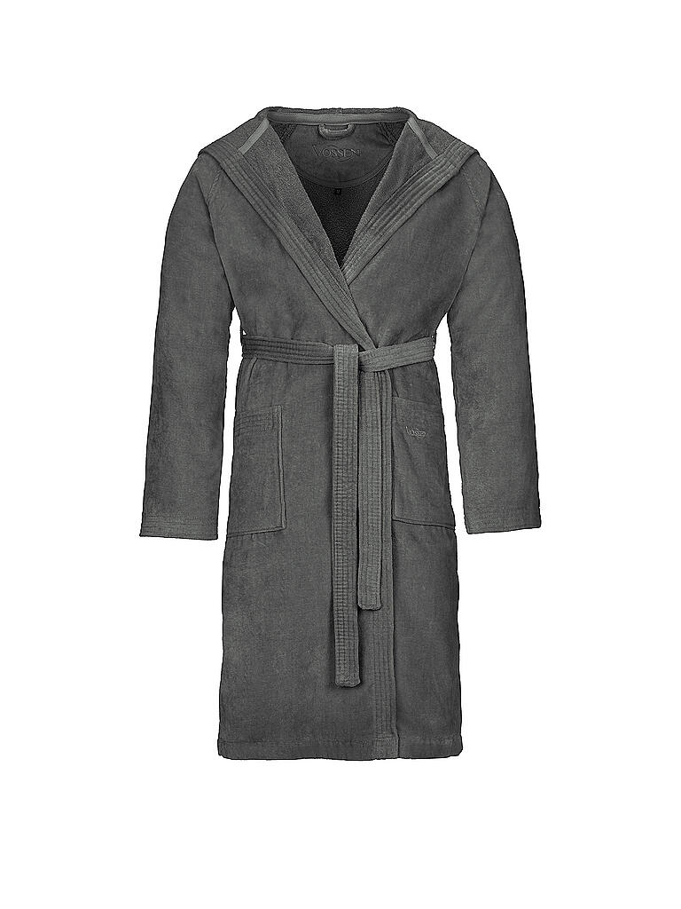 VOSSEN | Unisex-Velours-Bademantel "Texas" (Flanell) | grau