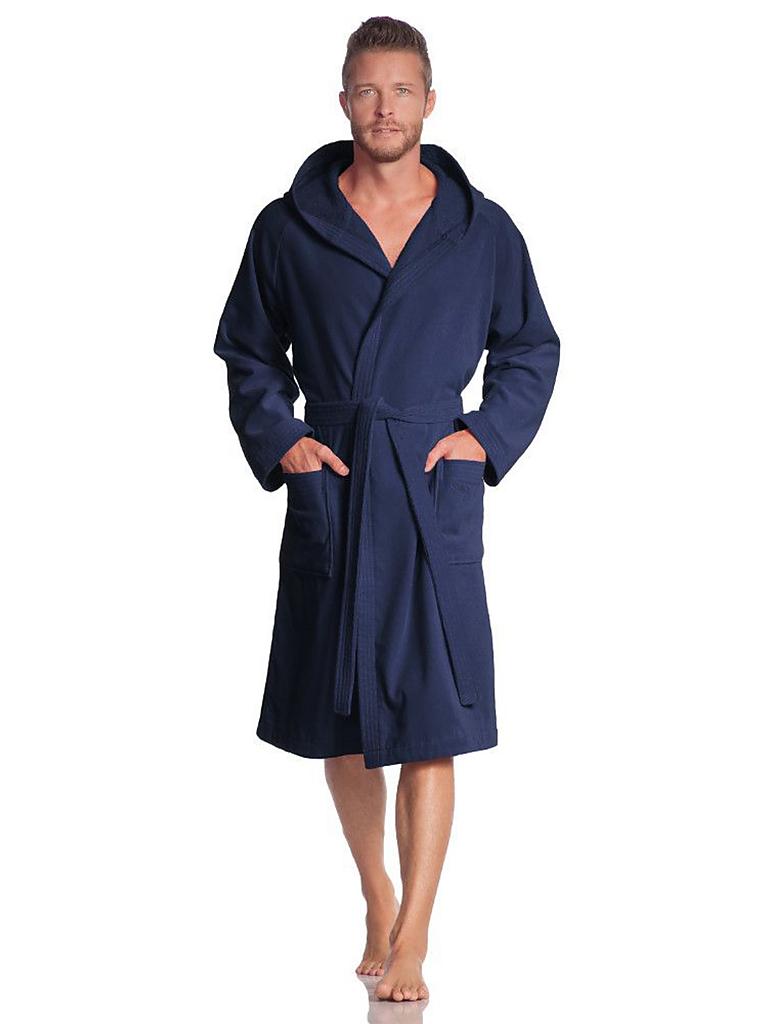 VOSSEN UnisexVeloursBademantel "Texas" (Winternight) blau XS