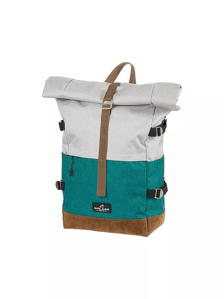 WALKER | Rucksack Roll Up Two Concept Light Grey and Emerald | hellgrau