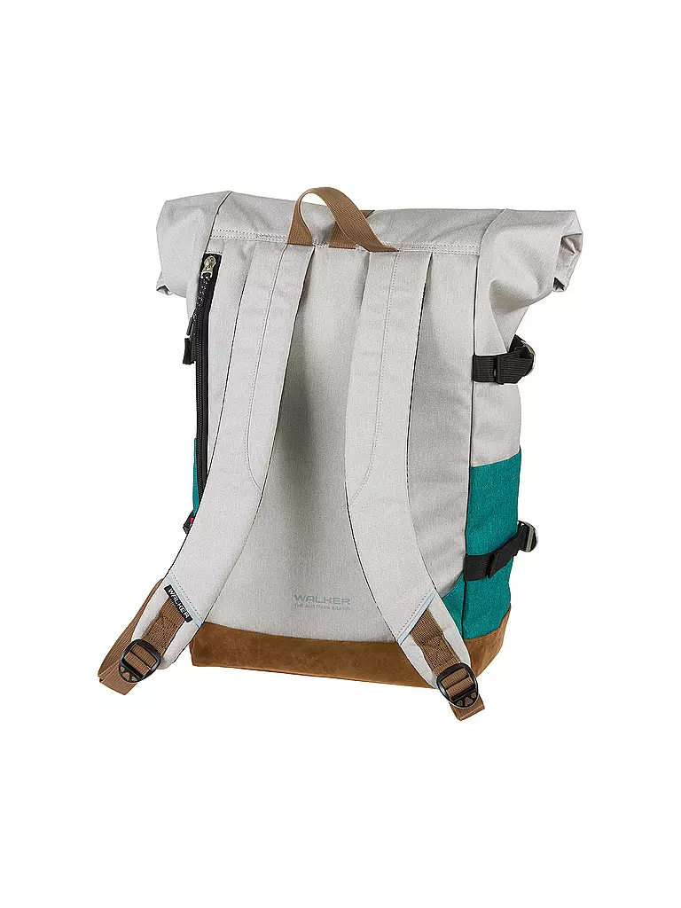 WALKER | Rucksack Roll Up Two Concept Light Grey and Emerald | hellgrau