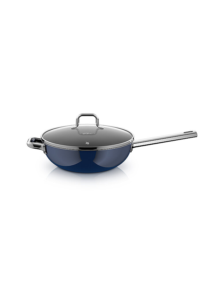 WMF Wok avec couvercle FUSIONTEC MINERAL PRO 28cm Tim Raue Bleu foncé bleu marine