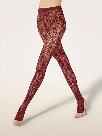 WOLFORD | Modestrumpfhose INFINITE ROSE NET bordeaux