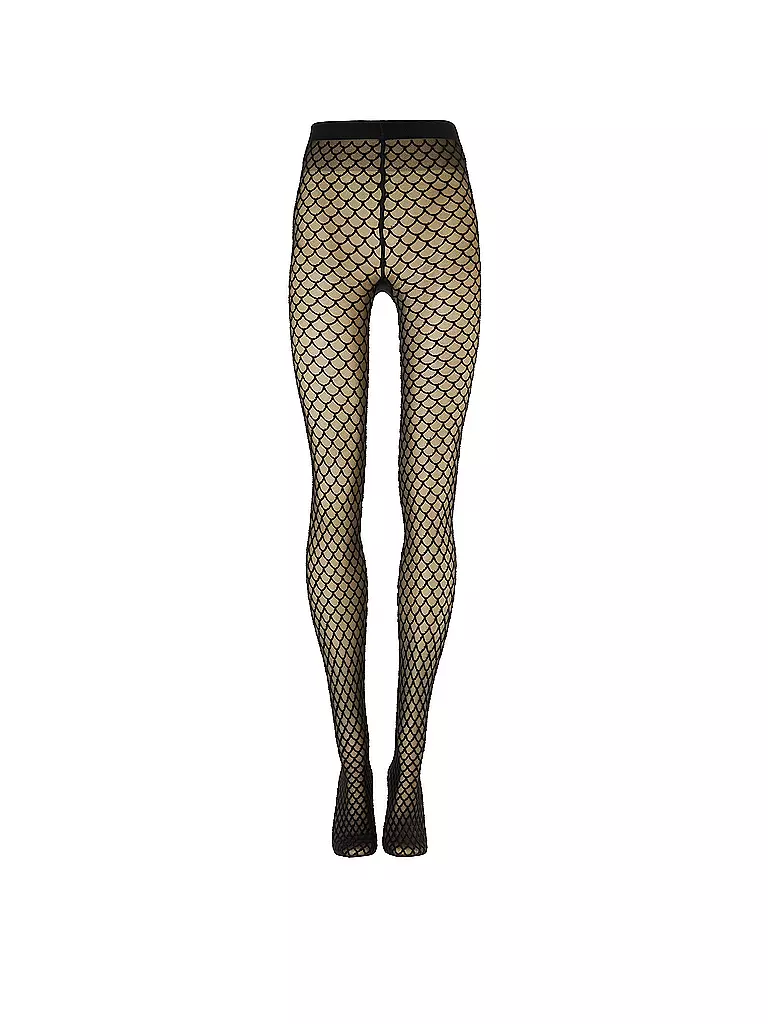 WOLFORD | Modestrumpfhose VELVET NET ILLUSION Black/Black  | schwarz