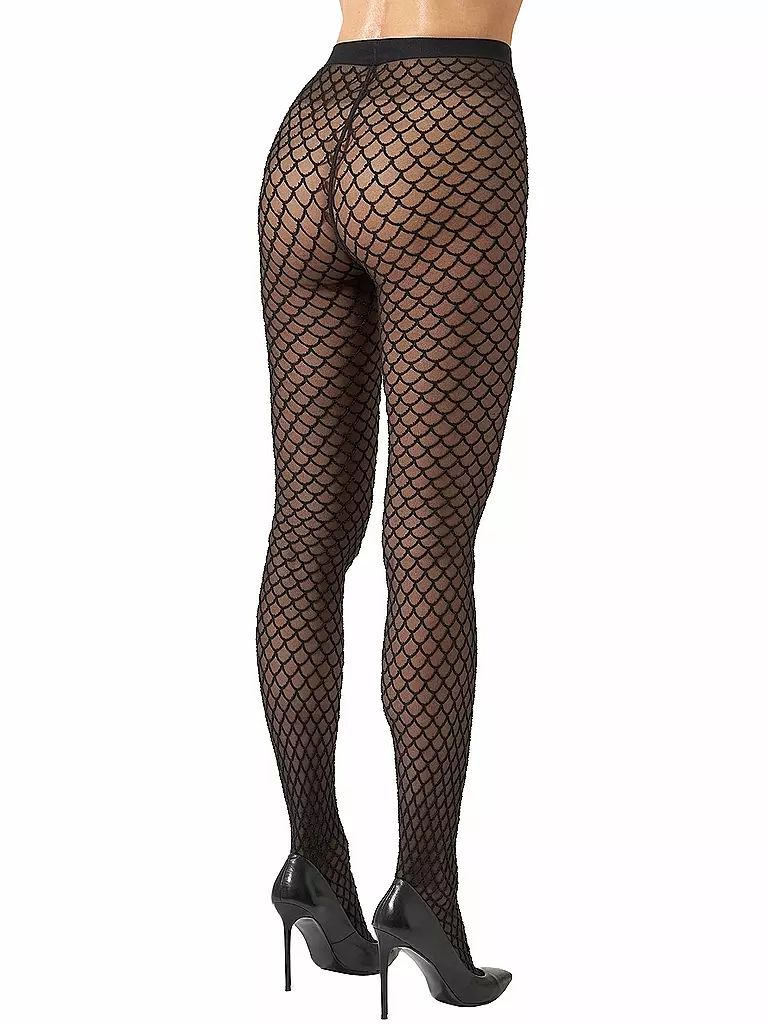 WOLFORD | Modestrumpfhose VELVET NET ILLUSION Black/Black  | schwarz