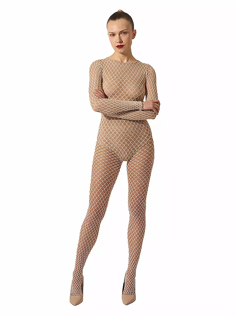 WOLFORD | Modestrumpfhose VELVET NET ILLUSION Fairly Light/White  | beige