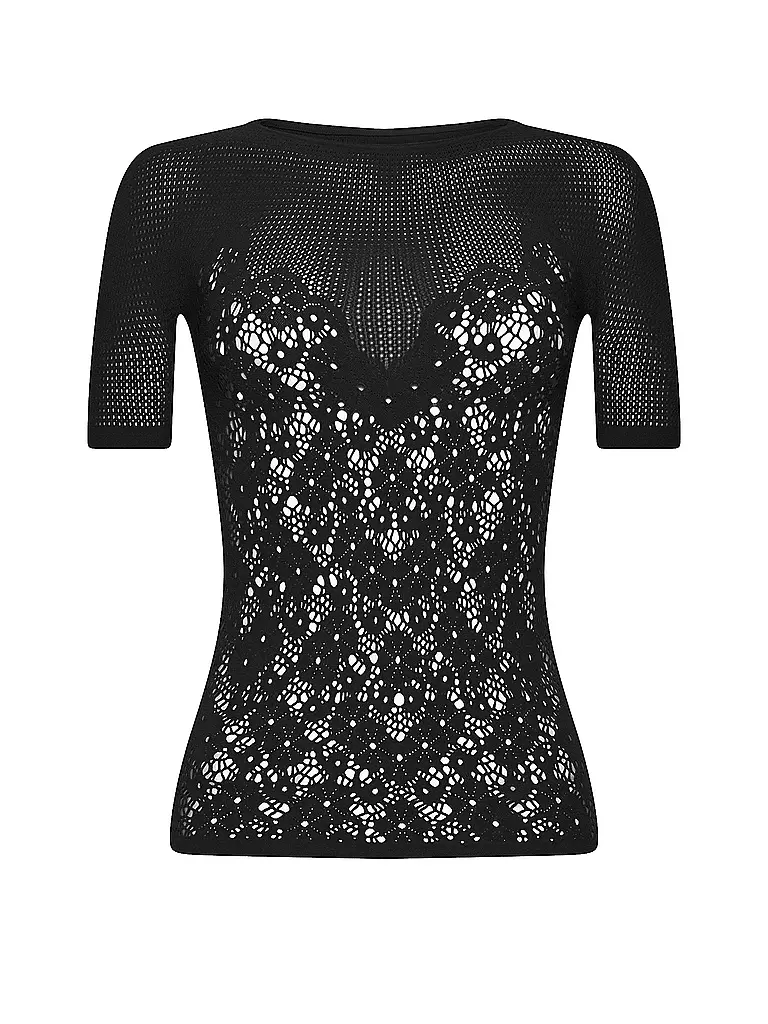 WOLFORD | T-Shirt FLOWER LACE | schwarz