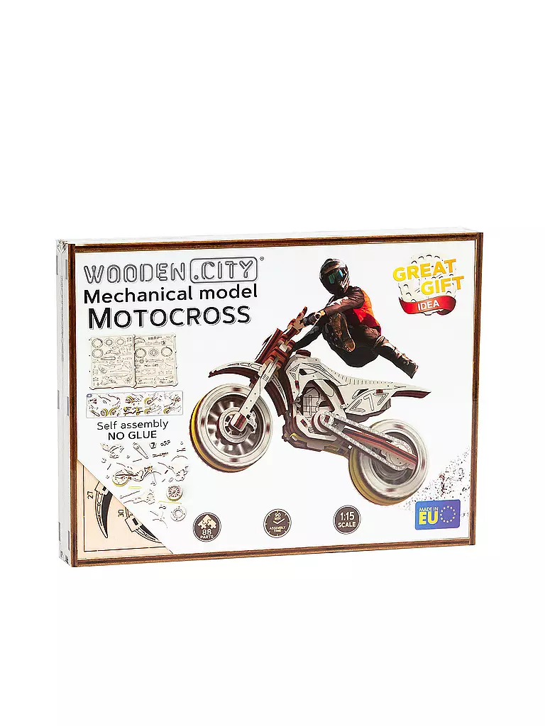 WOODEN CITY | Holz 3D Bausatz - Moto Cross (Motorrad) | keine Farbe