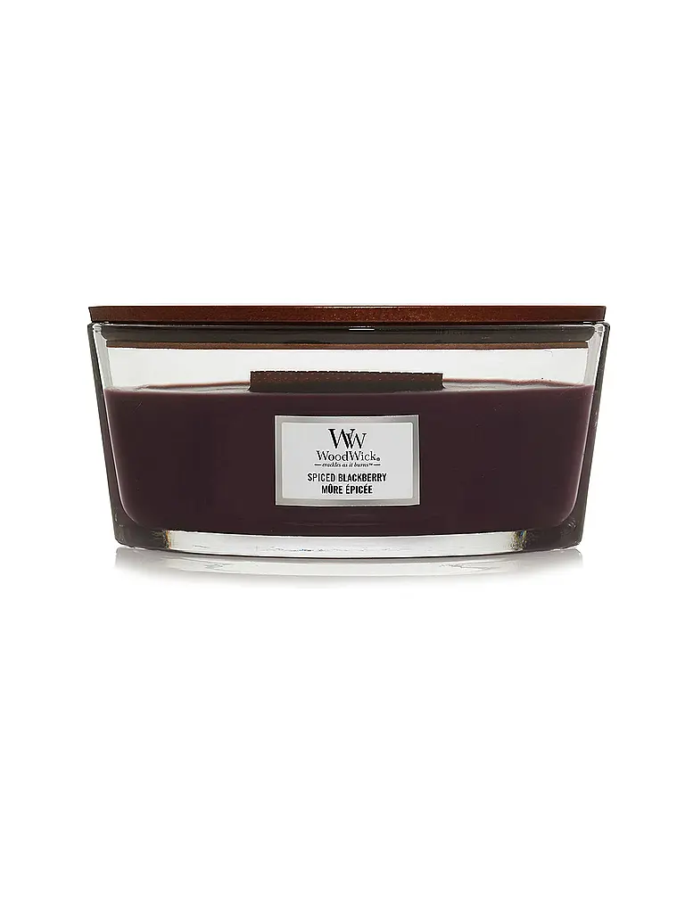 WOODWICK | Ellipsenkerze Knisterdocht 454g Spiced Blackberry | Lila