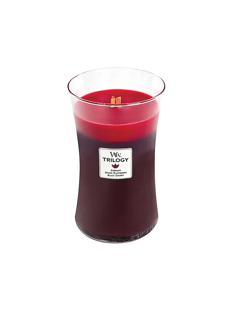 WOODWICK | Sanduhrkerze Knisterdocht 454g Trilogy Sun-Ripend Berries | Dunkelrot