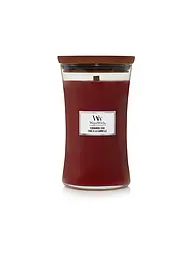 WOODWICK | Sanduhrkerze Knisterdocht 610g Large Patchouli Creme  | Dunkelrot