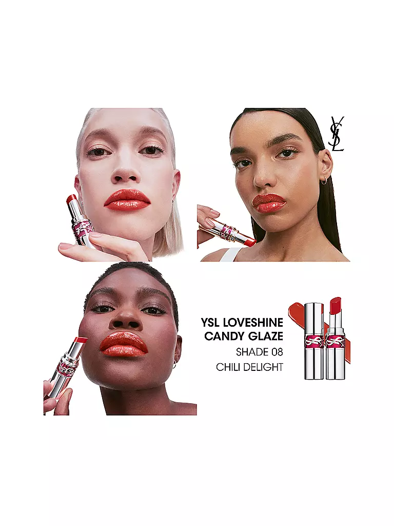 YVES SAINT LAURENT | Loveshine Candy Glaze Lipgloss-Stick (8 Chili Delight) | dunkelrot